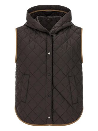 Brunello Cucinelli hooded quilted gilet - Brown