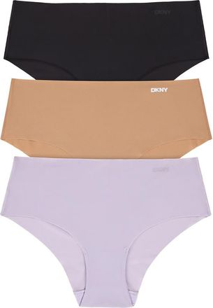 DKNY Litewear Cut Anywhere Assorted 3-Pack Hipster Briefs in Black/glow/Lavender Fields at Nordstrom, Size X-Large