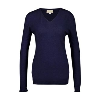 120% Lino Cashmere V-Neck Trui - Dames - Cashmere truien - Blauw - M - Truien & Vesten