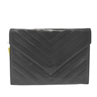 Saint Laurent Black Leather Clutch Bag (Pre-Owned)