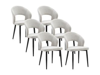 Vente-Unique Conjunto de 6 sillas de tela y metal negro - Gris - NIYAMA