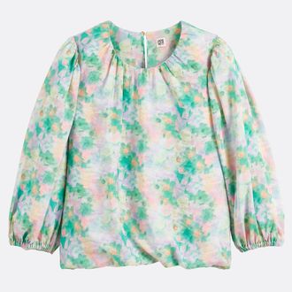 La Redoute Collections Blouse met bloemenprint, ronde hals en pofmouwen