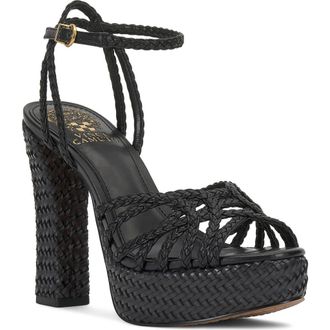 Vince Camuto Samlee Ankle Strap Platform Sandal in Black at Nordstrom, Size 7.5