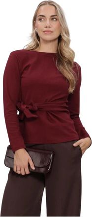 Co'Couture Oriane CC LS Pleat Tie Tee - Dames - Blouses - Rood - XL - Katoen - Overhemden