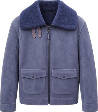 Dolce & Gabbana Suede Sheepskin Jacket - Heren - Jassen - Blauw - XL - Leer - Jassen
