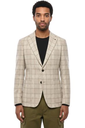 Tagliatore Light Beige Notched Lapel Blazer
