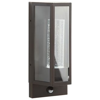 Beliani L&aacute;mpara De Pared Led De Metal Marr&oacute;n 35 Cm Vidrio Aplique Sensor Movimiento Exterior Fruid