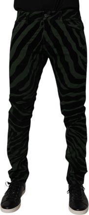 Dolce & Gabbana Mens Zebra Print Casual Pants - Black Cotton - Size EU 48 (Mens)