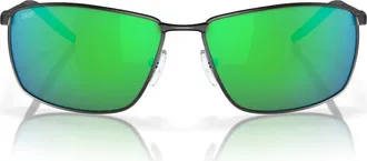 Costa Turret 63mm Oversize Polarized Mirrored Rectangular Sunglasses in Black /Green Mirror 580P at Nordstrom
