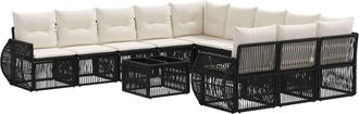 vidaXL Conjunto De Sof&aacute;s De Jard&iacute;n 12 Uds. Negro Y Blanco Crema Vidaxl