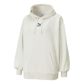 Puma (WMNS) PUMA Classics Oversized logo Printing Plus Fleece Keep Warm Hoodie Grey 530280-05
