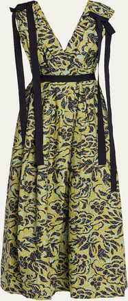 Ulla Johnson Karina Sleeveless Floral Cotton Bow Midi Dress