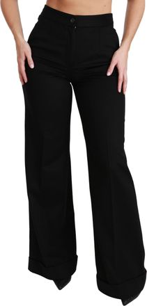Dolce & Gabbana Black Wide Leg Flared Trouser Cashmere Womens Pants