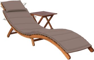 vidaXL Tumbona De Jard&iacute;n Con Mesa Y Coj&iacute;n Madera Maciza De Acacia Vidaxl
