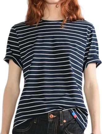 Kule Modern Short Sleeve Tee In Navy/cream Pinstripe
