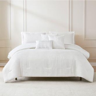 Lush D&eacute;cor Lena Textured Comforter Set in White at Nordstrom, Size King