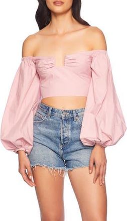 Susana Monaco Off-the-Shoulder Poplin Top in Cotton Candy at Nordstrom Rack, Size X-Small