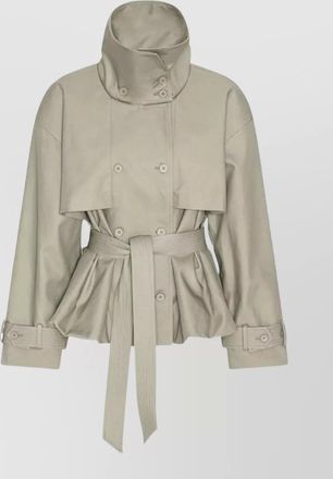Rotate cotton short double-breasted trench coat