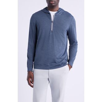 Johnnie-O Bixler Hooded Quarter Zip Pullover in Navy at Nordstrom, Size Xx-Large