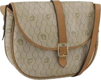 Dior Pre-owned Vintage PVC Honeycomb Schoudertas - Dames - Vintage Schoudertas - Beige - ONE Size - Leer - Vintage
