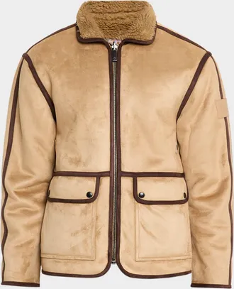 Scotch & Soda Mens Faux Shearling Full-Zip Jacket with Sleeve Label