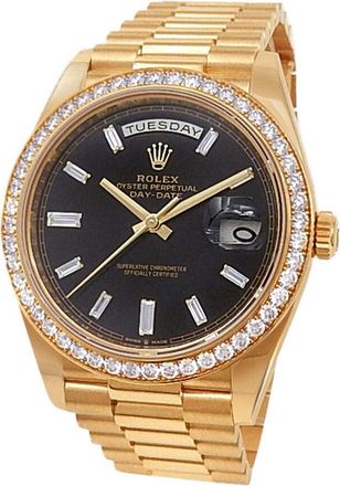 Rolex Pre-owned Rolex Day Date Automatic Chronometer Diamond Black Dial Mens Watch 228348 BKDP