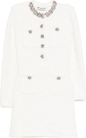Self Portrait Cream Crystal Trim Knit Mini Dress
