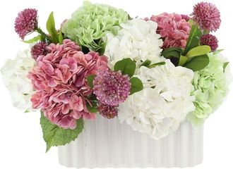 Creative Displays Inc. Handmade Faux Hydrangea & Dahlia Arrangement In Ceramic Vase