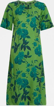 Sachin & Babi Lemie Beaded Floral-Print Twill Midi Dress