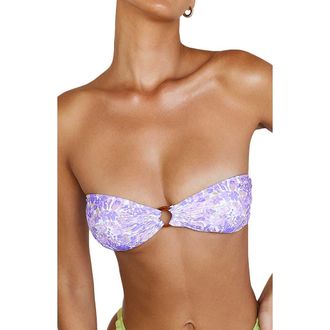 House of CB Bandeau Bikini Top in Violet Floral at Nordstrom, Size Large