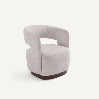 AM.PM Fluwelen draaifauteuil met walnootfineer onderstel, JESPER