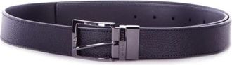 Emporio Armani Blauwe Logo Gesp Kunstleren Riem - Heren - Riemen - Blauw - XL - Leer - Accessoires