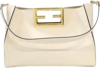 Fendi Pre-owned Shoulder Bags, female, Beige, Size: ONE SIZE Pre-owned Way Calfskin Tote Bag