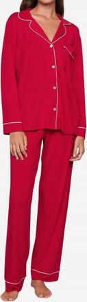 Eberjey Gisele Tencel Modal Long Pajama Set In Holly Red / Ivory