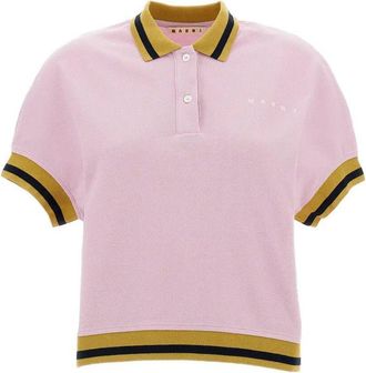 Marni Striped Details Cotton Pique Polo Shirt
