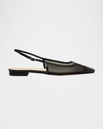 Alexandre Birman Olivia Net Mesh Slingback Ballerina Flats