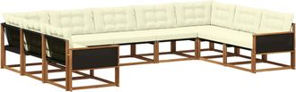 vidaXL Conjunto De Sof&aacute;s De Exterior 9 Uds. Natural Y Crema Vidaxl