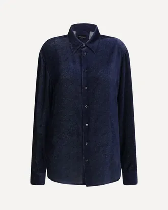 Giorgio Armani Silk blend devor&eacute; velvet twill Shirt Male 39