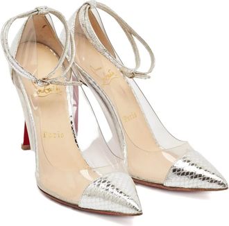 Christian Louboutin Pumps Pigalle trasparenti in pelle con motivo goffrato pitone 100mm - Argento