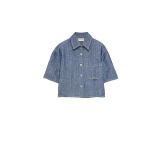 Roy Rogers Denim Shirts, female, Blue, Size: XS Short Sleeve Chambray Shirt