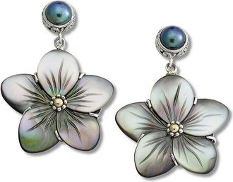 Samuel B. 18K Over Silver 6Mm Pearl Flower Earrings