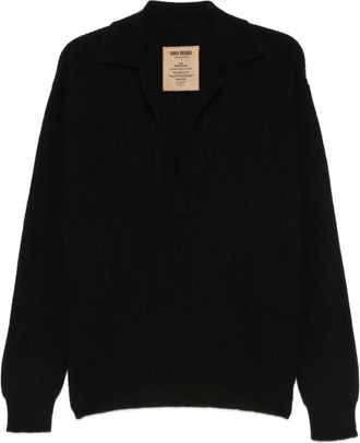 Uma Wang knitted polo top - Black
