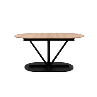 Calicosy Mesa de comedor extensible de 160 a 200 cm decorada en roble y negro