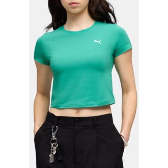 Puma Wardrobe Essential Baby Tee in Vibrant Green at Nordstrom, Size X-Small