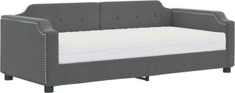 vidaXL Sof&aacute; Cama Con Colch&oacute;n Tela Gris Oscuro 90x200 Cm Vidaxl