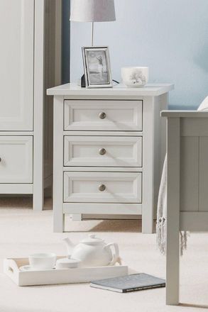 Julian Bowen Maine 3 Drawer Bedside Table in Light Grey