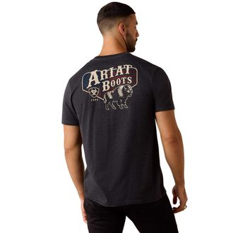 Ariat Mens Ariat American Bison Classic Fit T-Shirt in Charcoal Heather, Size 2X-Large