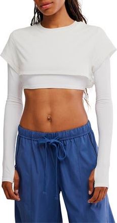 Free People Double Double Layer Crop Top in White at Nordstrom Rack, Size X-Small