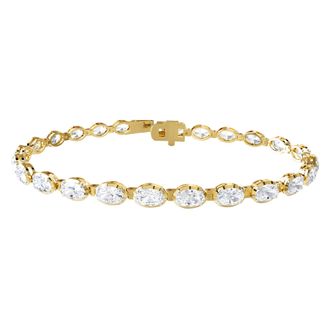 Diamond2Deal 14k Yellow Gold 7.30 Ct Oval Cut Lab Grown Diamond Tennis Bracelet 7 VVS-VS, E-F