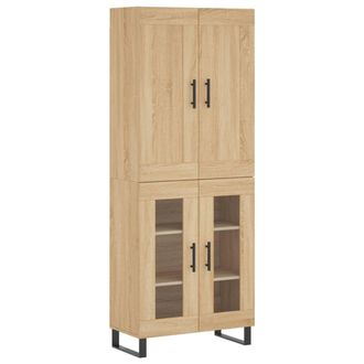 vidaXL Aparador Alto Madera Contrachapada Color Roble 69,5x34x180 Cm Vidaxl